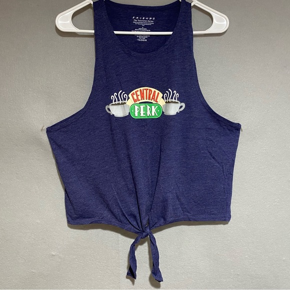 Tops | Friends Central Perk Tie Front Crop Top Tank Top | Poshmark